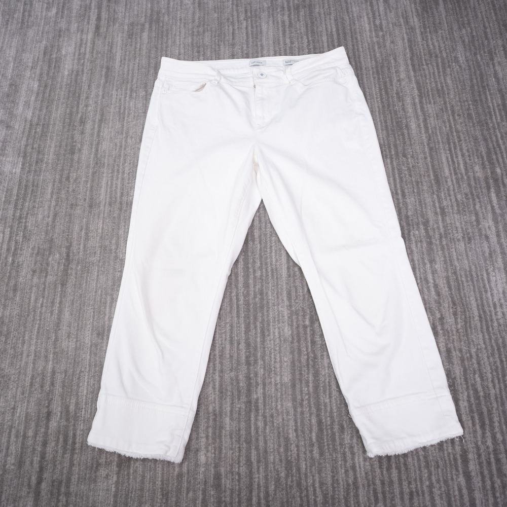 J. Jill Authentic Fit Jeans Womens 10P White Cotton Blend Cropped Raw Hem